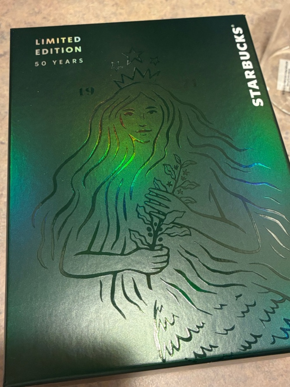 Starbucks Iridescent Green Siren hot cup in box